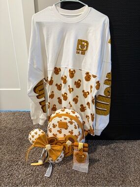 Disney Waffle Loungefly Mini Backpack Spirit Jersey Cardholder & Ears(Read)